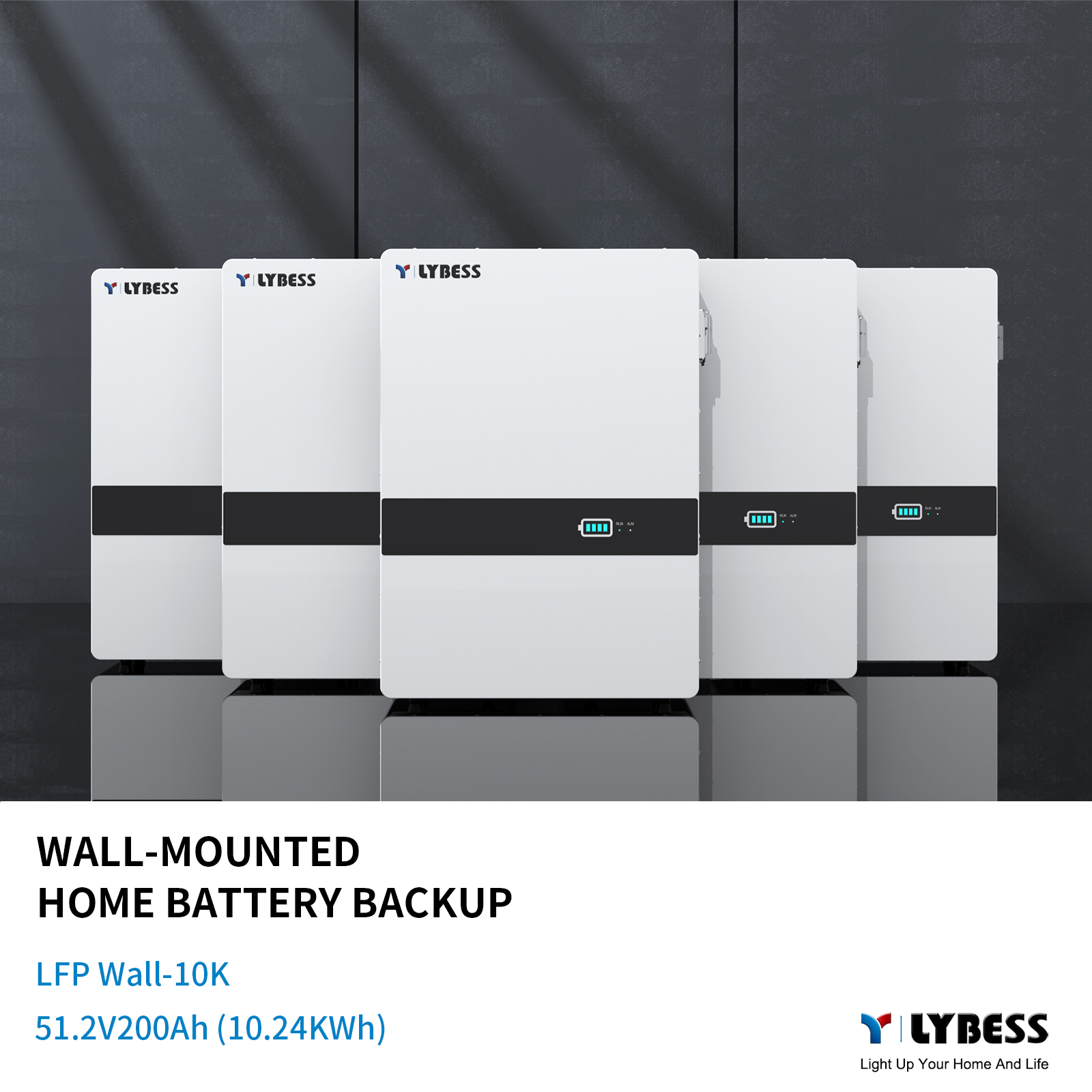 48V 200Ah 10KWh Wallmounted Home Battery Backup LYBESS